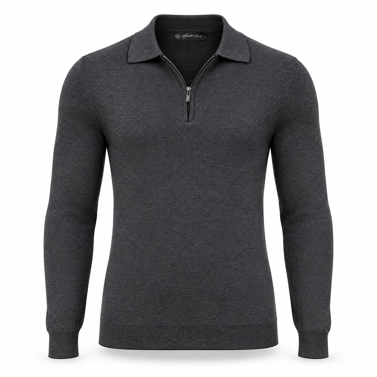 Anthracite Cashmere Half Zip Polo.CP-004