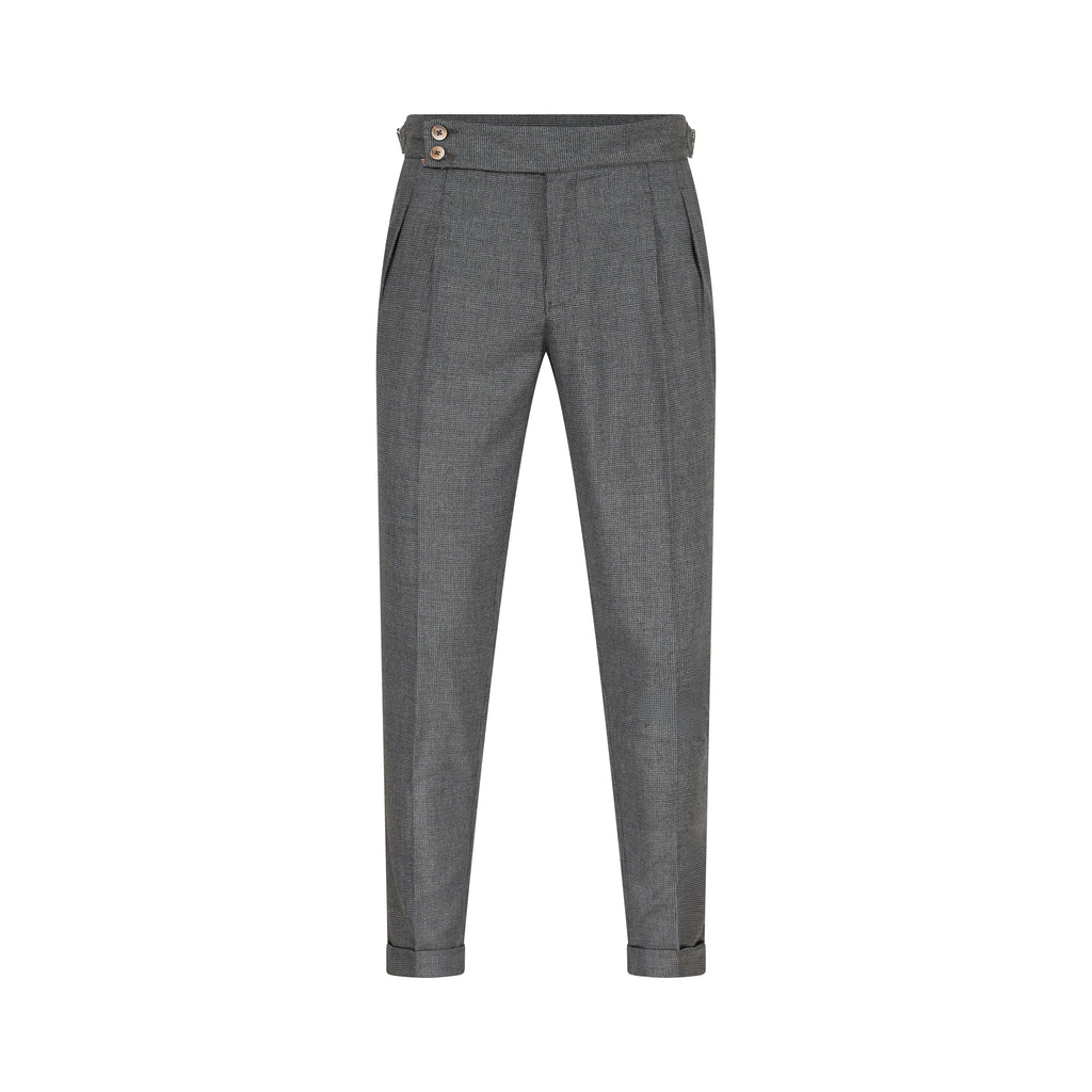 Textured Blue Grey Wool Italian Pant