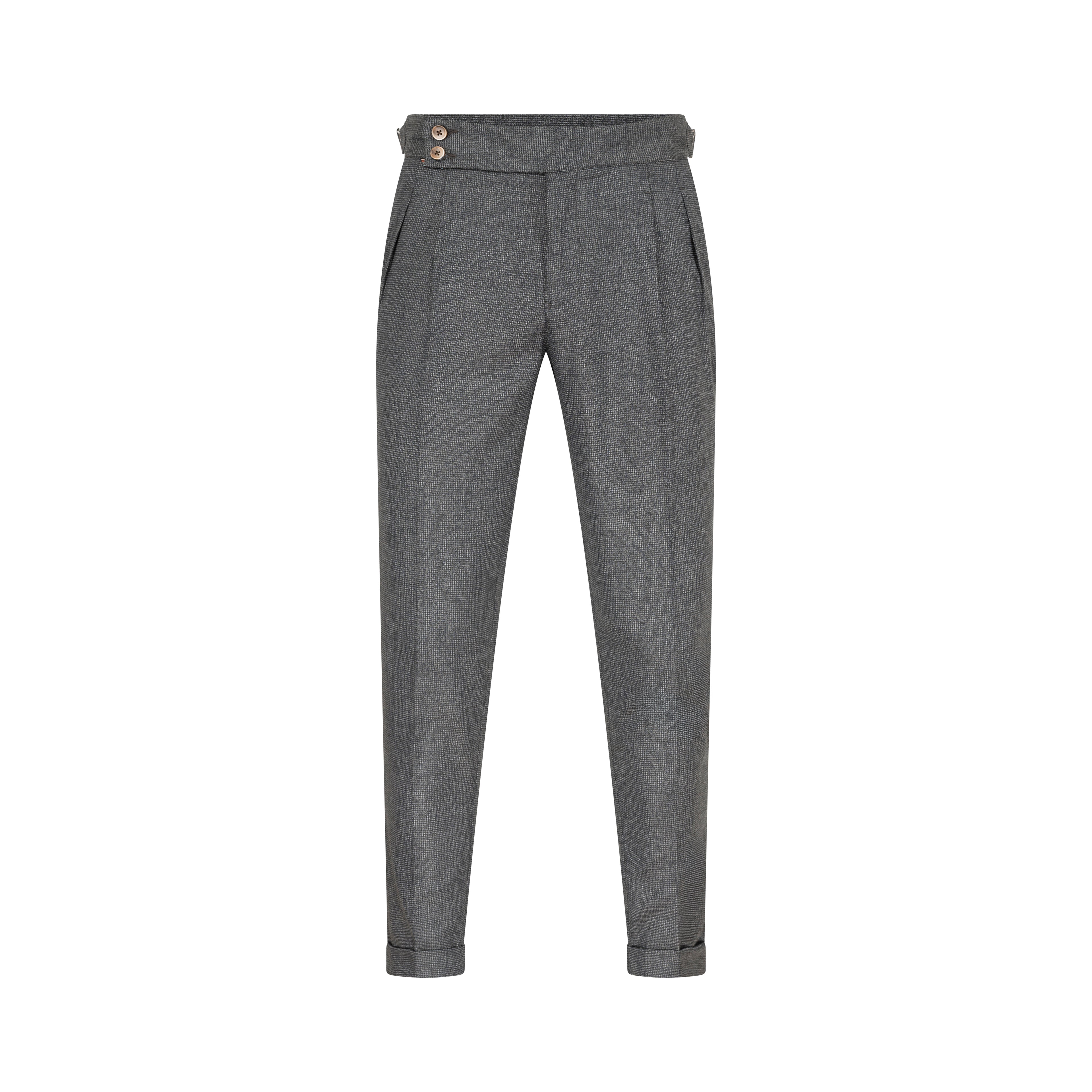 Textured Blue Grey Wool Italian Pant
