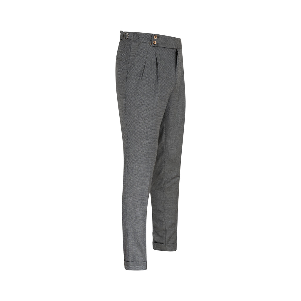 Textured Blue Grey Wool Italian Pant