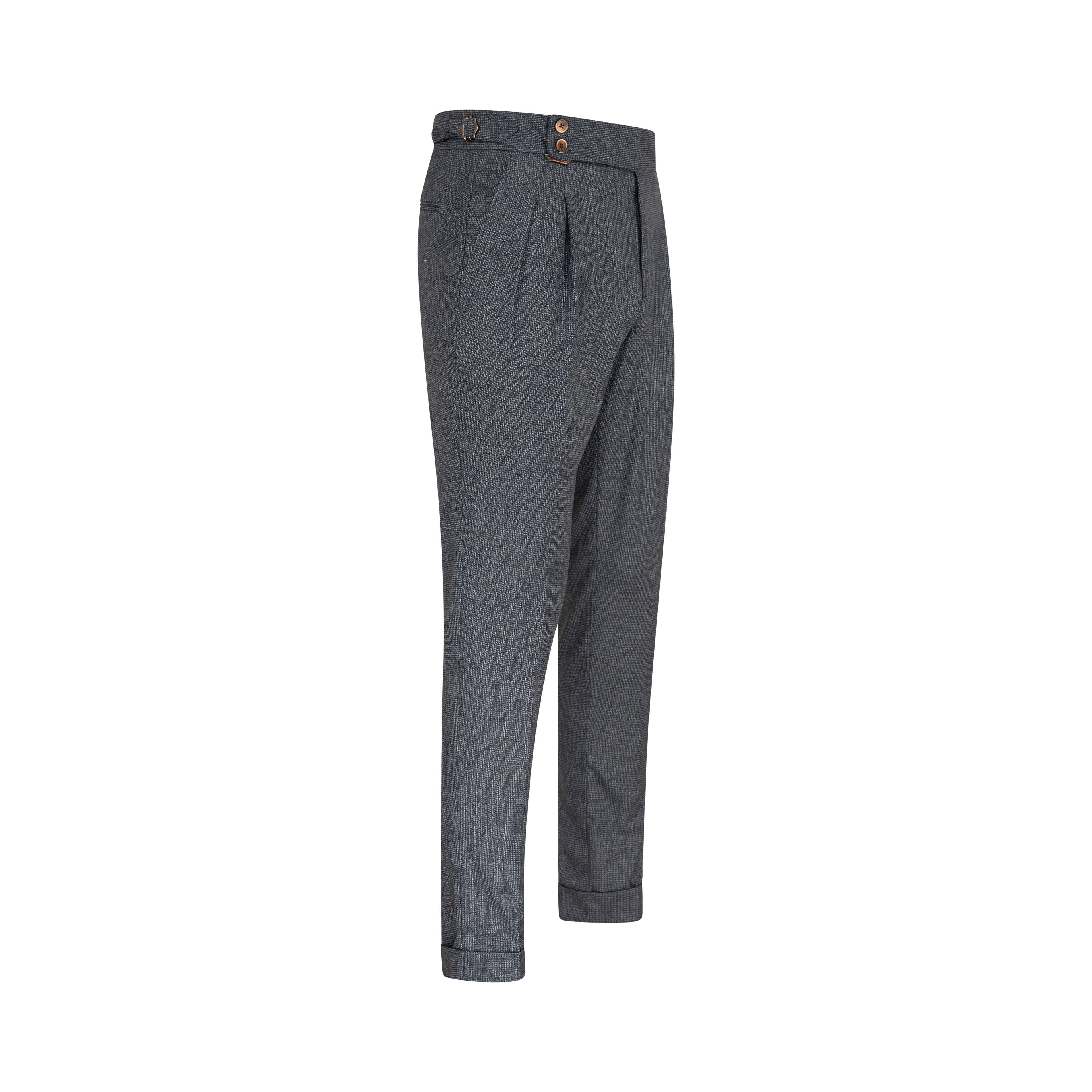 Textured Blue Italian Wool Pants for Men