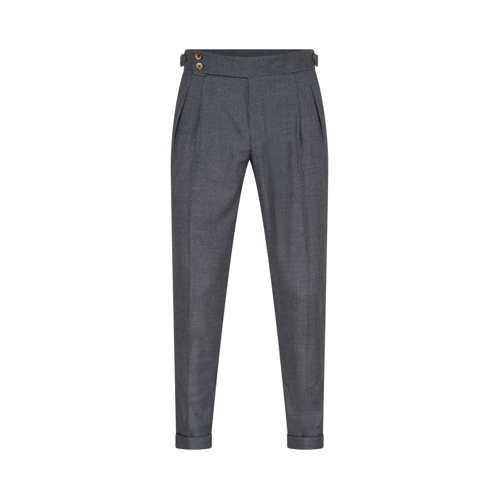 Textured Blue Italian Wool Pants for Men