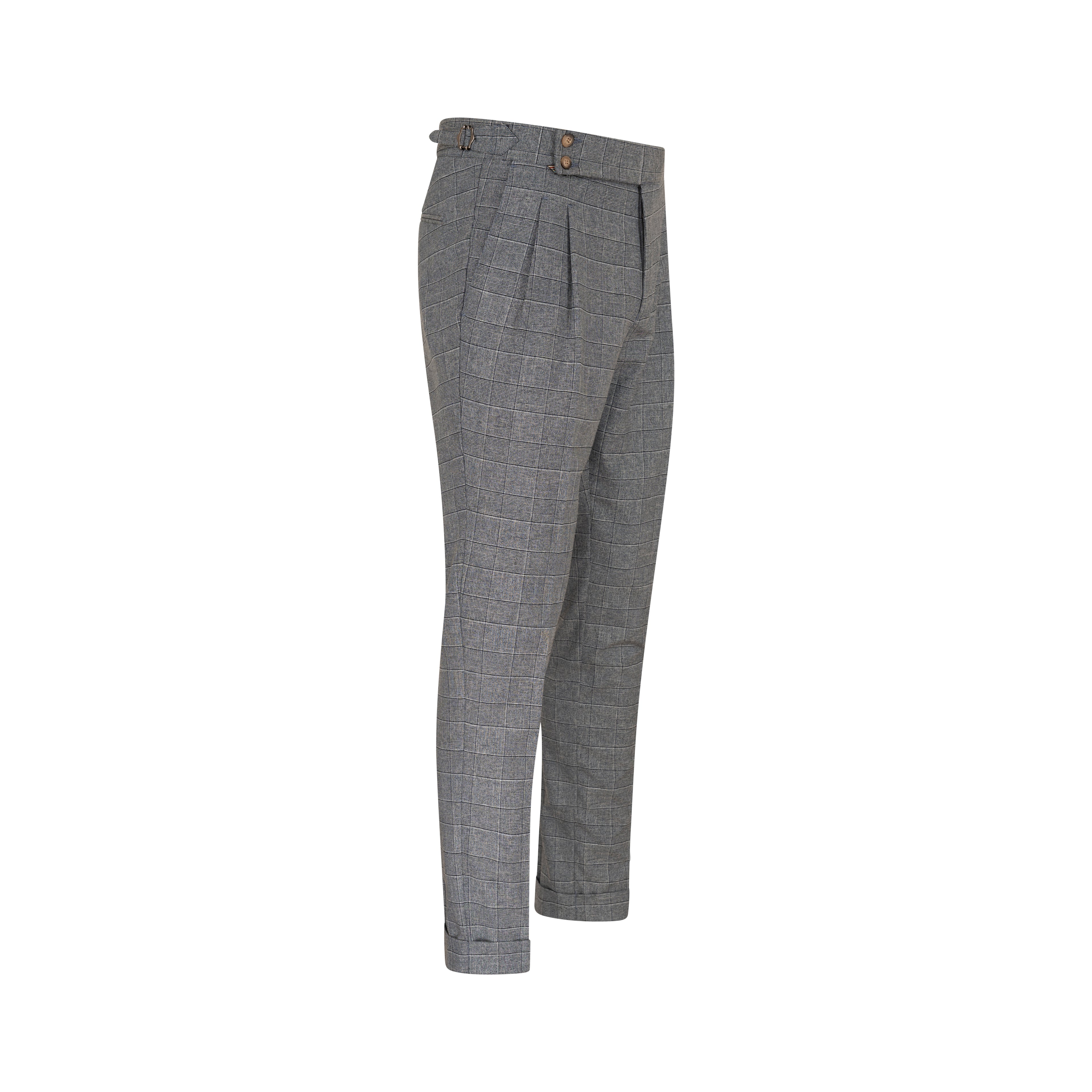 Textured Light Grey Wool Italian Pant