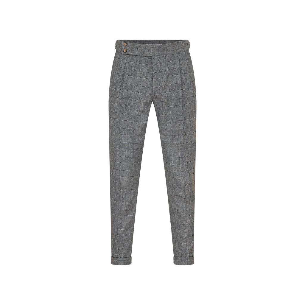Textured Light Grey Wool Italian Pant