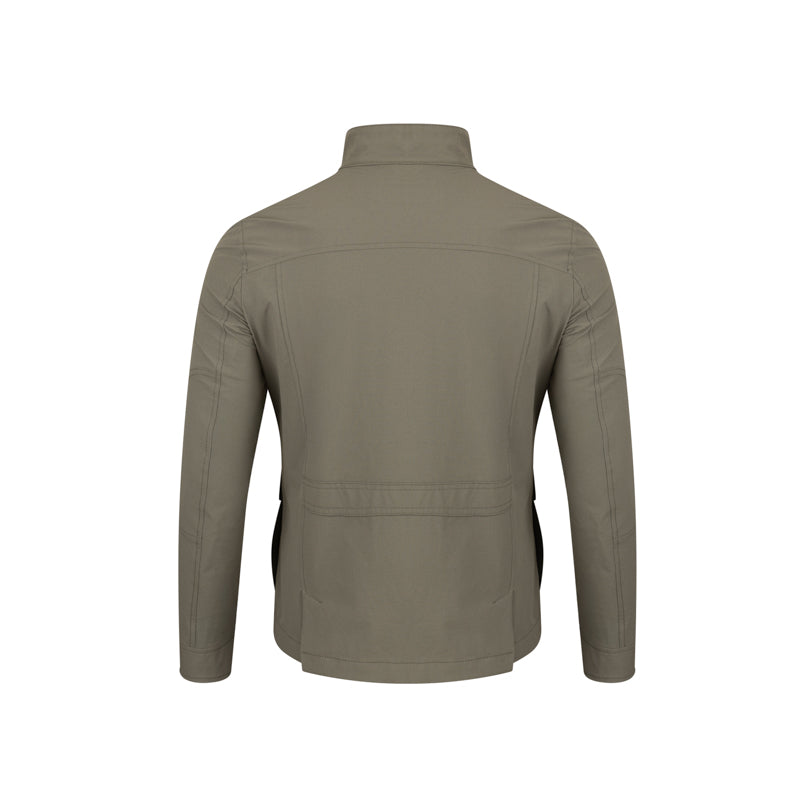 Green jacket shown from the back on a white background
