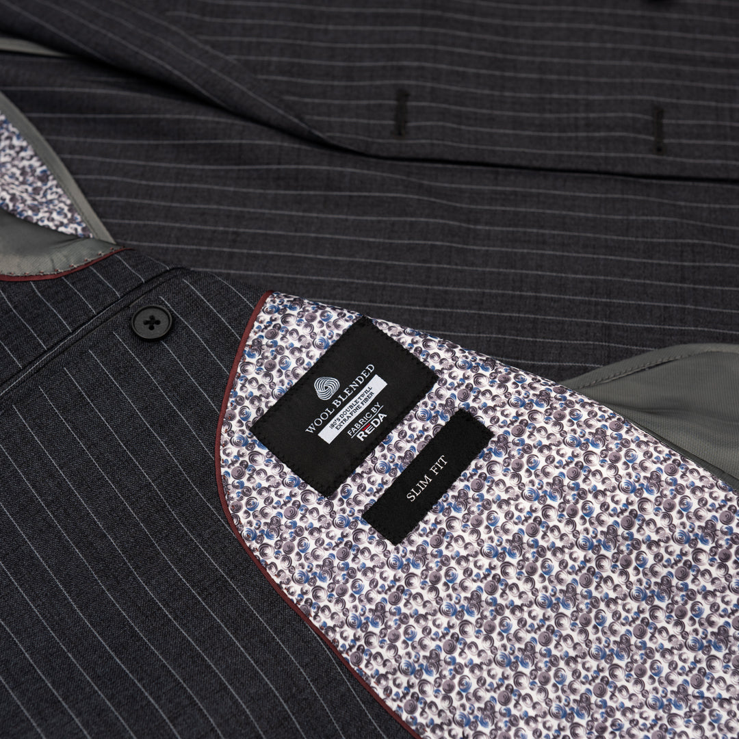 Men’s Wool Blend Slim Fit Double-Breasted Suit-ST.GREY.023