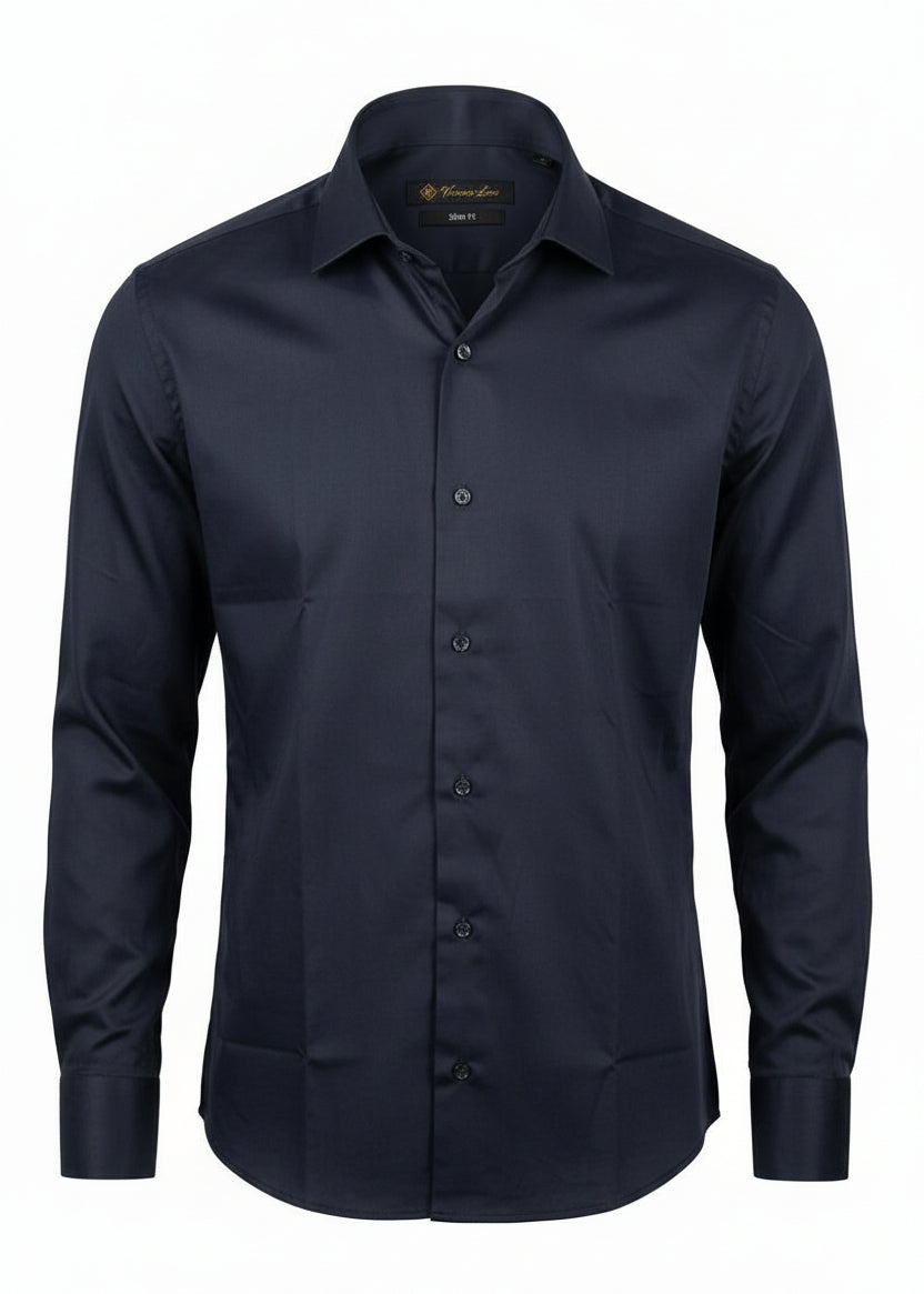 Navy Thomas Mason Cotton Shirt .ST013