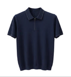 Luxury Navy Polo Cashmere Short Sleeve – Soft, Breathable & Lightweight