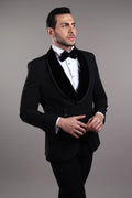 Men’s Black Tuxedo Suit with Satin Lapel – Elegant Ceremony Suit.033