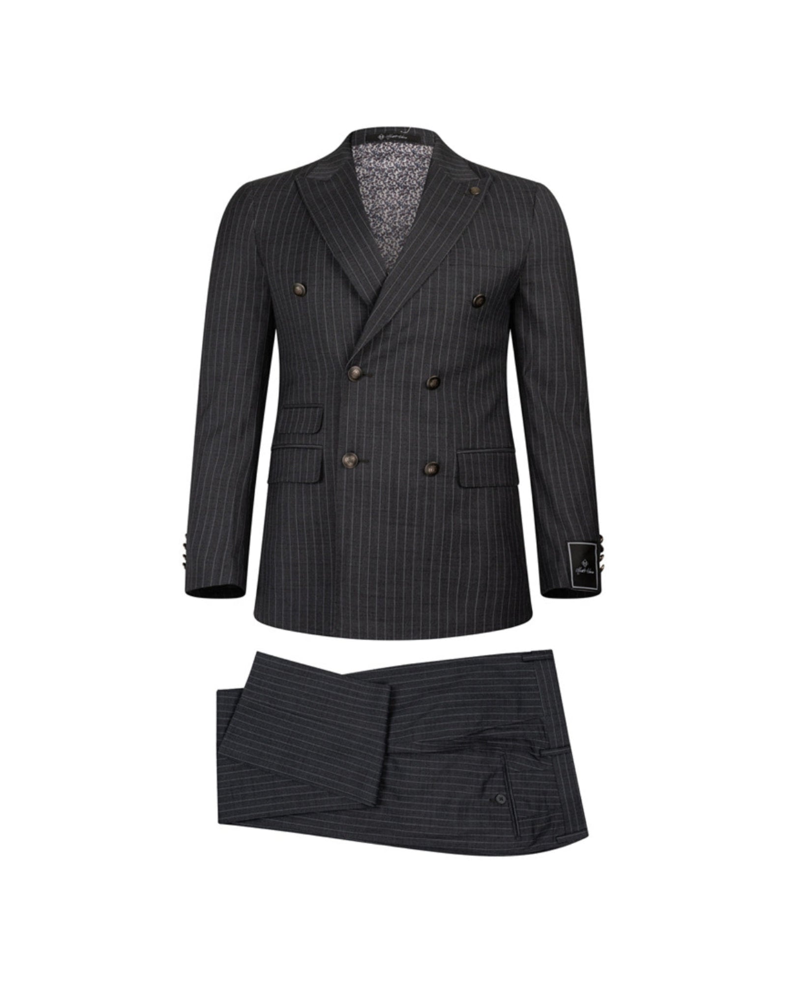 Men’s Wool Blend Slim Fit Double-Breasted Suit-ST.GREY.023