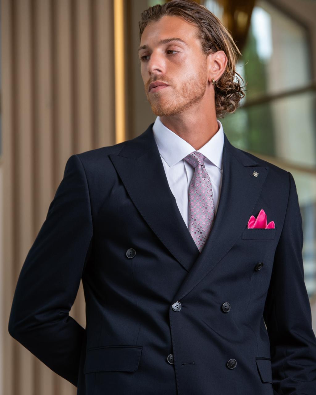 Dark Blue Wool Dubetti Suit – Bold Elegance with a Classic Touch