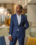 Royal Blue Yunsa Suit – Elegant Style Meets Modern Comfort.