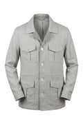 Light Beige Linen Safari Jacket in Loro Piana Fabric-001