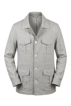 Light Beige Linen Safari Jacket in Loro Piana Fabric-001