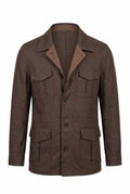 Brown Linen Safari Jacket in Loro Piana Fabric.001