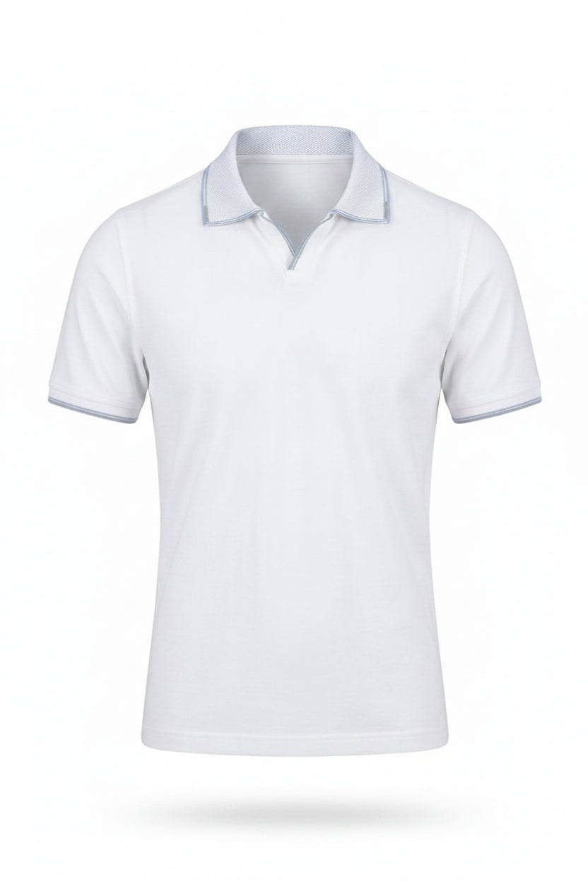Men’s White Mercerized Cotton Polo | Stylish, Durable & Lightweight Shirt.MCP-004