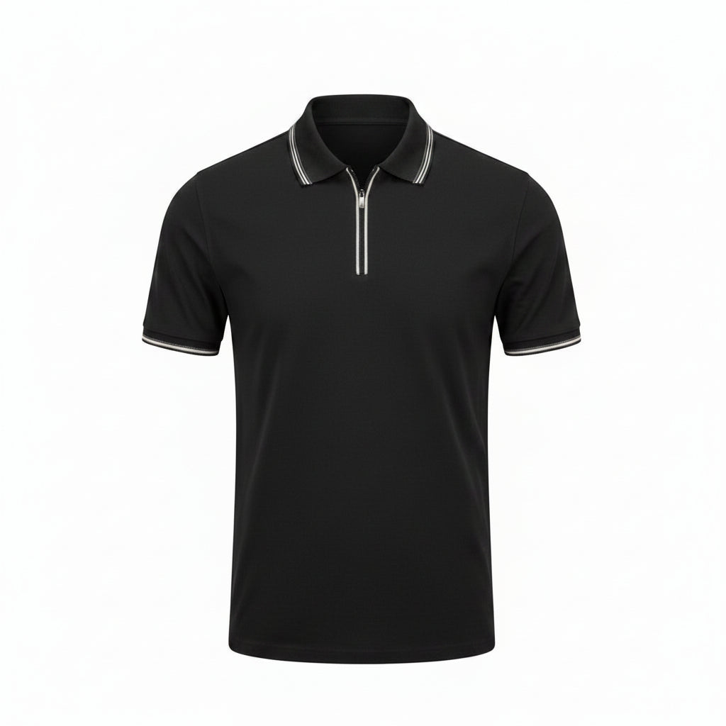 Black Mercerized Cotton Polo Shirt | Premium Shine & Ultra-Soft Comfort. MCP-002