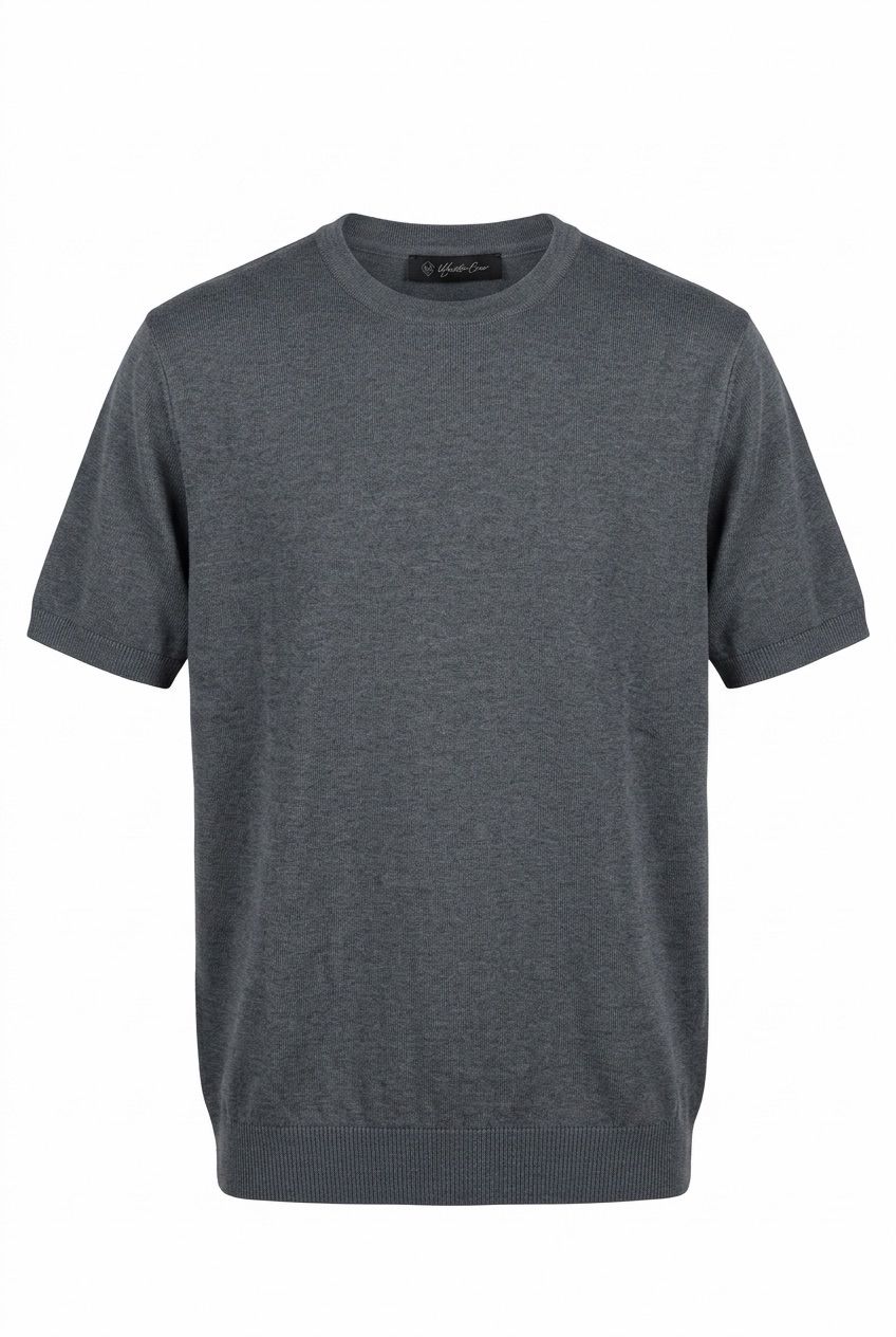 Grey Mercerized Cotton T-Shirt | Premium Shine, Soft & Breathable Fabric.MC-001