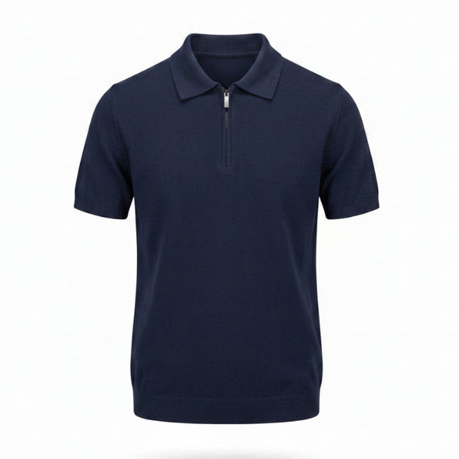Navy Half zip bamboo Polo Shirt | Soft, Sustainable & Moisture-Wicking.BP-002
