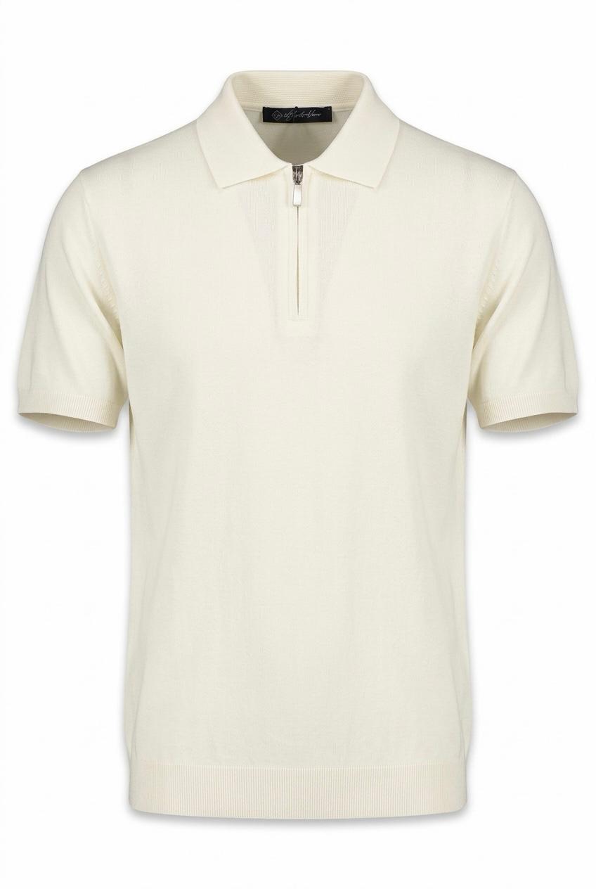 Off-White  Half zip bamboo Polo Shirt | Soft, Sustainable & Moisture-Wicking.BP-002