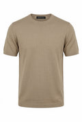 Beige Mercerized Cotton T-Shirt | Premium Shine, Soft & Breathable Fabric.MC-001