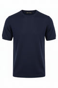 Navy Mercerized Cotton T-Shirt | Premium Shine, Soft & Breathable Fabric.MC-001