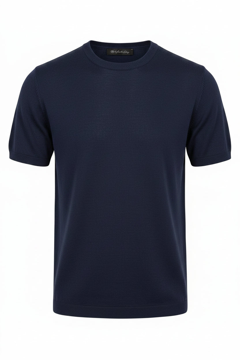 Navy Mercerized Cotton T-Shirt | Premium Shine, Soft & Breathable Fabric.MC-001