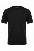 Black Mercerized Cotton T-Shirt | Premium Shine, Soft & Breathable Fabric.MC-001