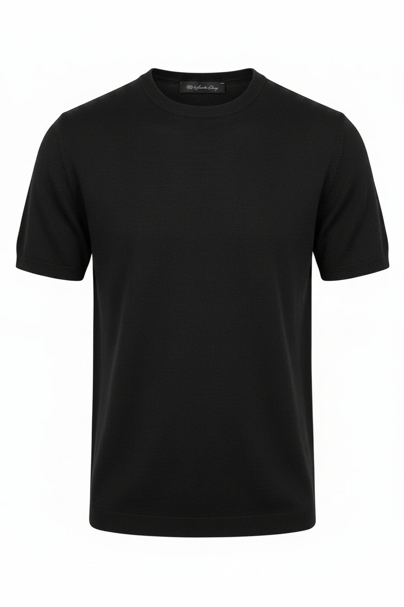 Black Mercerized Cotton T-Shirt | Premium Shine, Soft & Breathable Fabric.MC-001