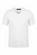 Premium White Mercerized Cotton V-Neck T-Shirt – Soft, Breathable & Elegant Finish.VMT-001