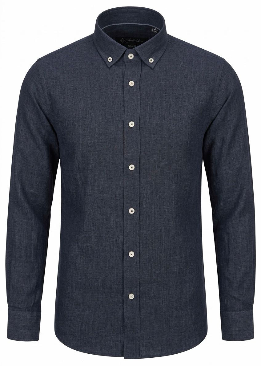 Blue/Black Linen Shirt – Airy Comfort with Timeless Appeal.LSH003