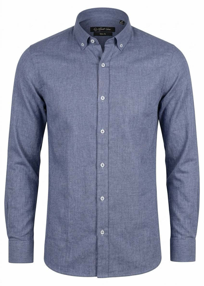 Blue Grey Linen Shirt – Airy Comfort with Timeless Appeal.LSH003