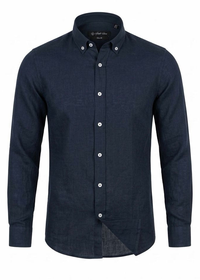 Dark Blue Linen Shirt – Airy Comfort with Timeless Appeal.LSH003