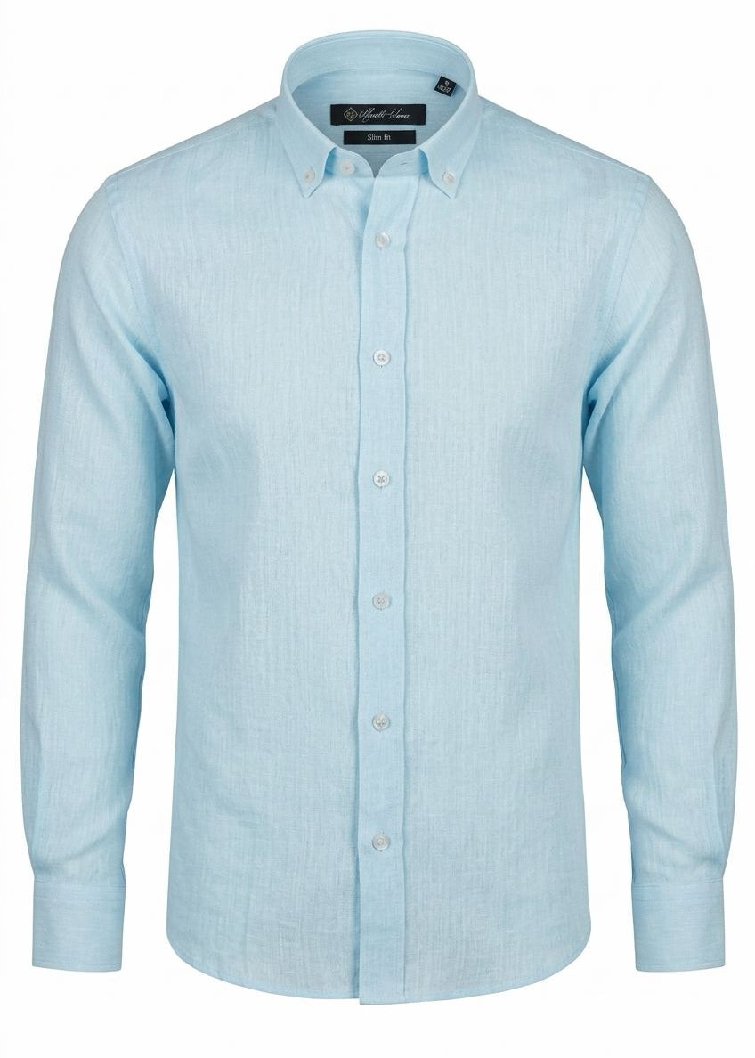 Turquoise Linen Shirt – Airy Comfort with Timeless Appeal.LSH003