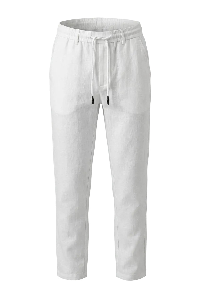 White Linen Pants – Lightweight, Breathable & Relaxed Fit.LNP-001