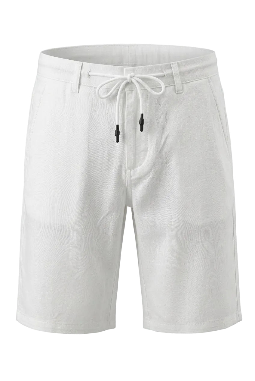 White Linen Shorts – Lightweight, Breathable & Summer-Ready.LNS-001