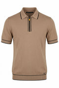 Light Brown Mercerized Cotton Polo – Luxe Finish, Silky Feel, Elevated Casual Style.MP006