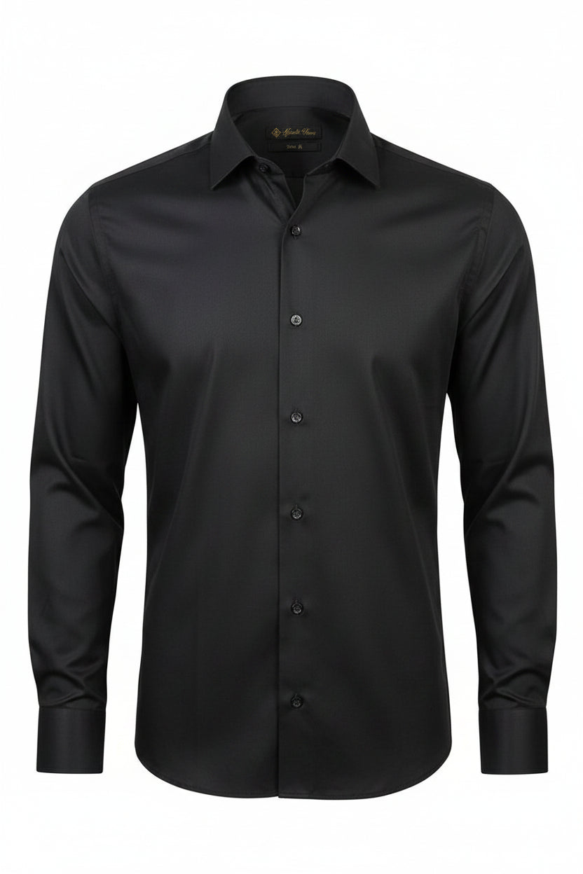 Black Thomas Mason Cotton Shirt.ST018