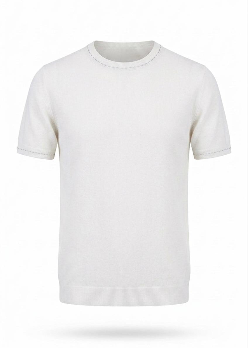 Premium White Cashmere T-Shirts – Ultra-Soft Lightweight Luxury Essentials.CAT-001