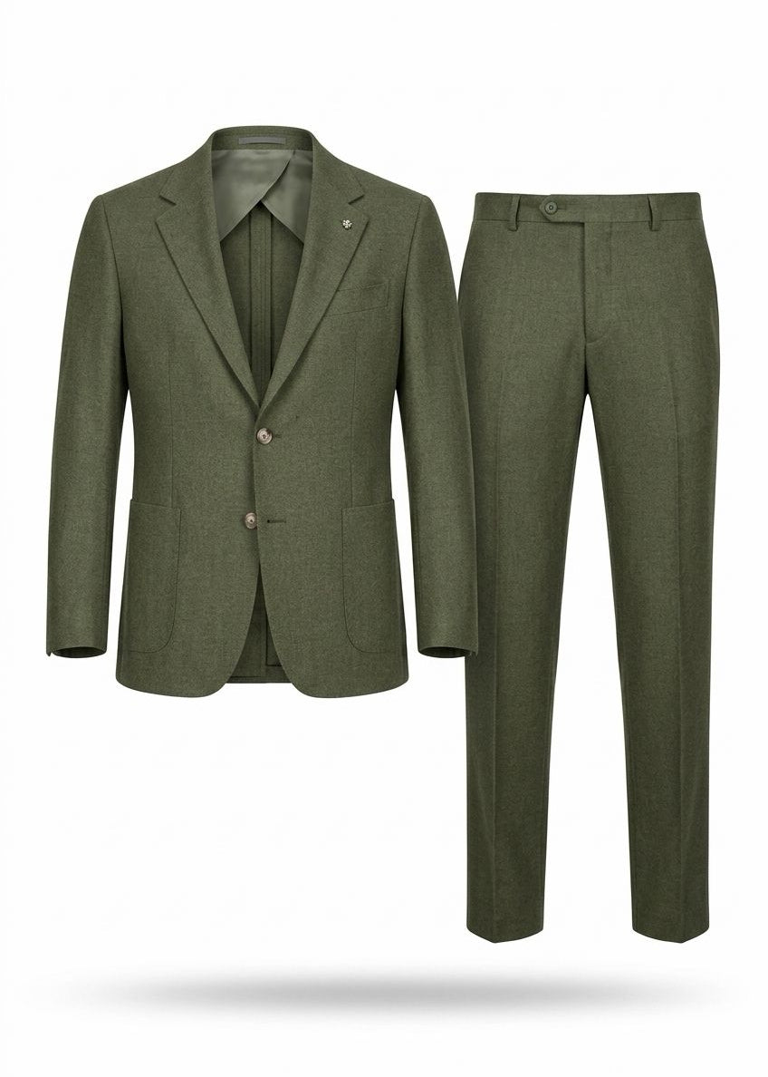Olive Green Lightweight Linen Suit for Men – Breathable Summer Tailored Set.LIS-001