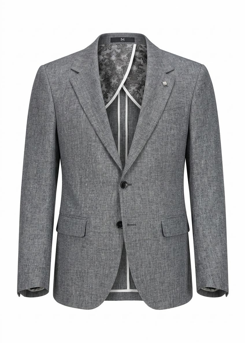 Grey Men’s Linen Blazer Jacket – Lightweight Breathable Summer Style.BL006