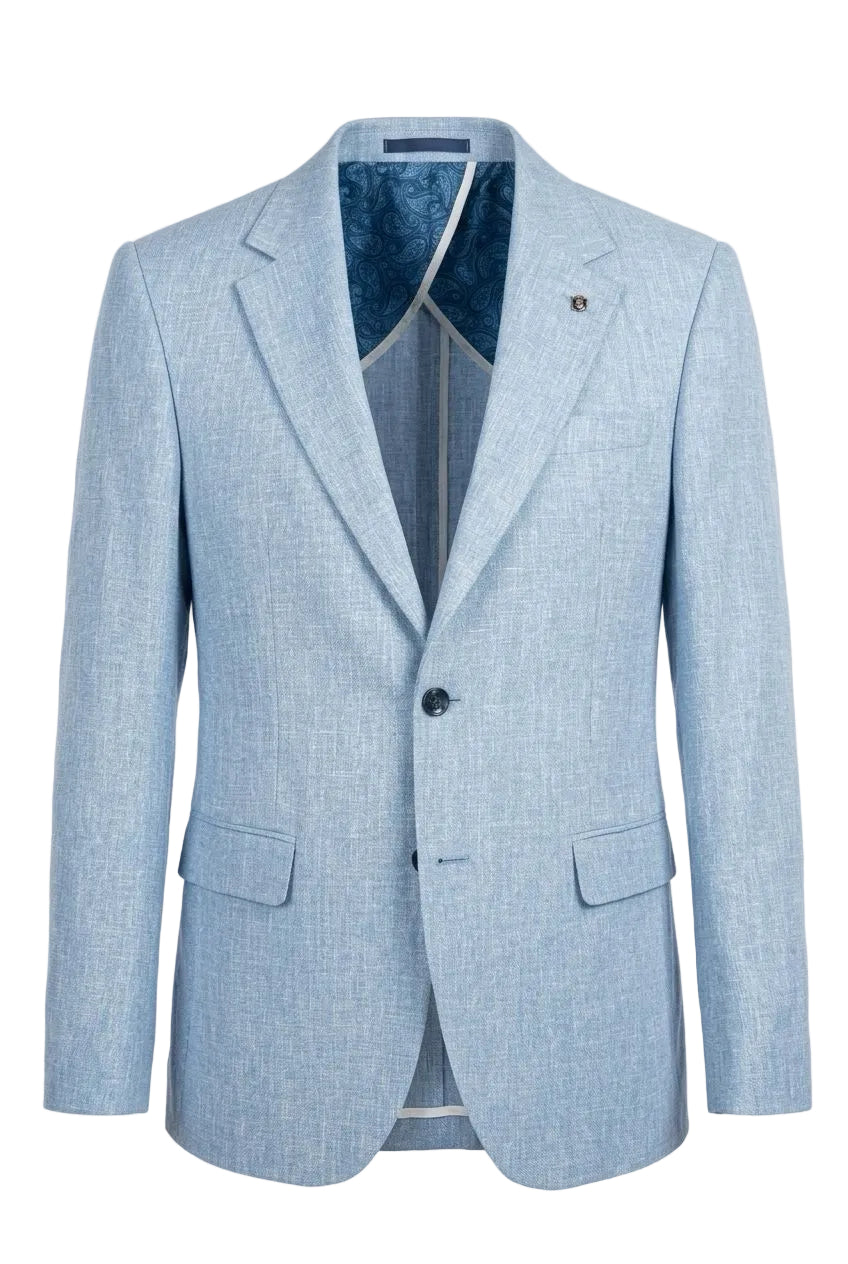 Light Blue Men’s Linen Blazer Jacket – Lightweight Breathable Summer Style.BL006