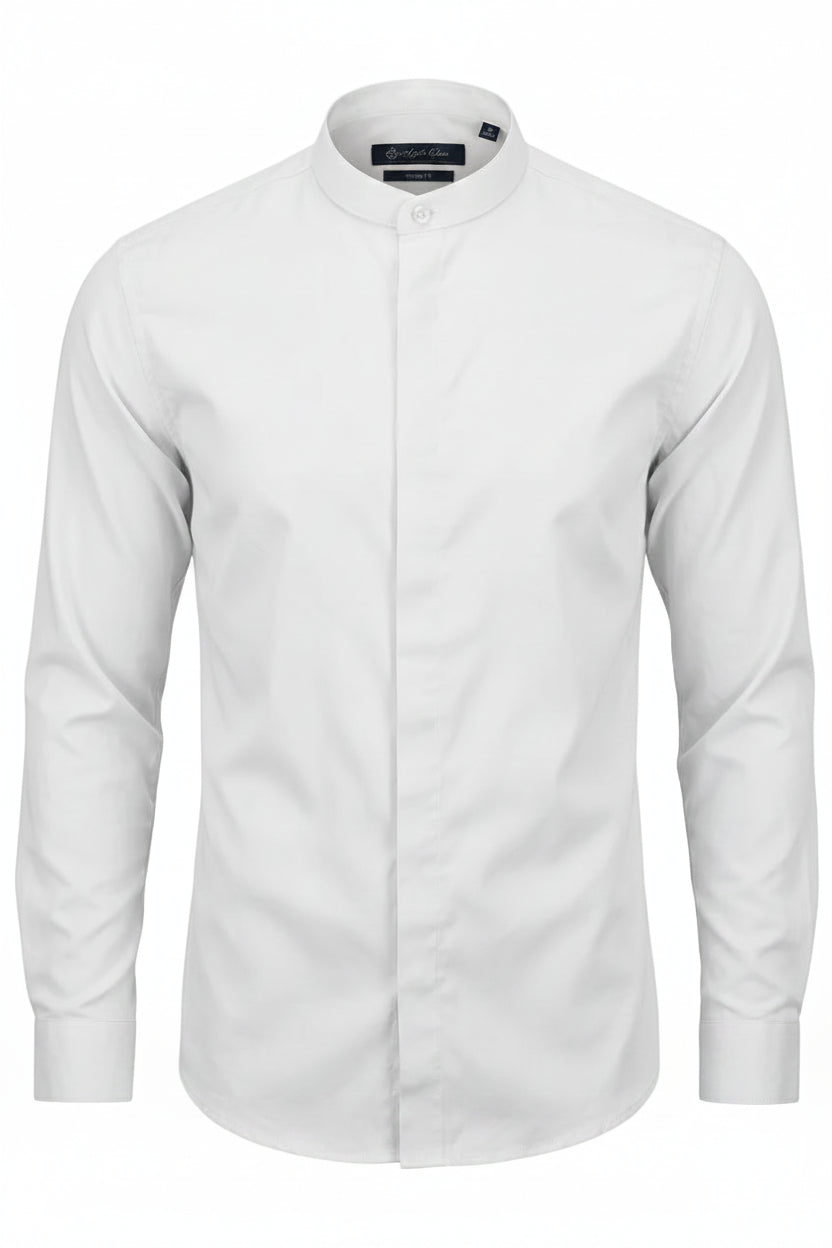 White CB Traditional Chinese Shirt with Mandarin Collar. ST007