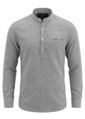 Light Grey Chinese Linen Shirt – Lightweight Breathable Classic.CLS001