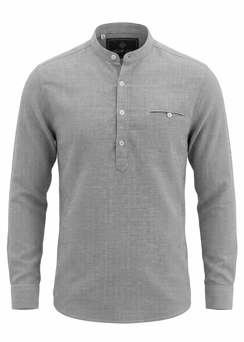 Light Grey Chinese Linen Shirt – Lightweight Breathable Classic.CLS001