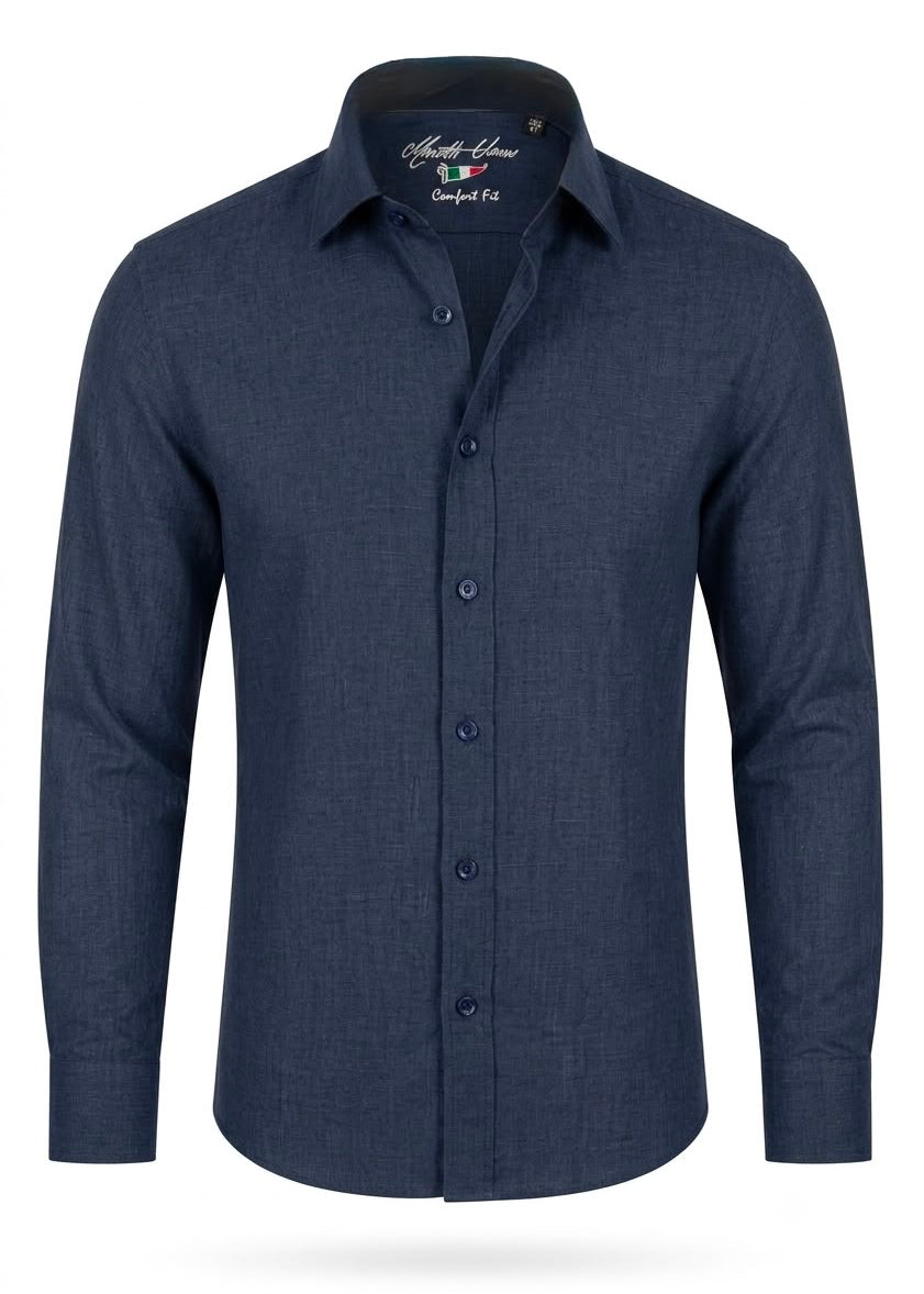 TM. NAVY LINEN SHIRT.LSH005