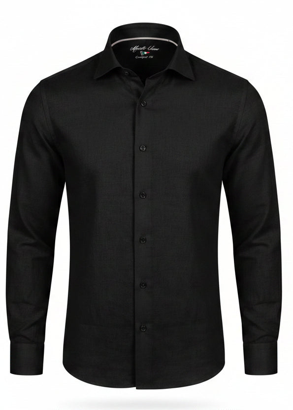 TM. BLACK LINEN SHIRT.LSH005