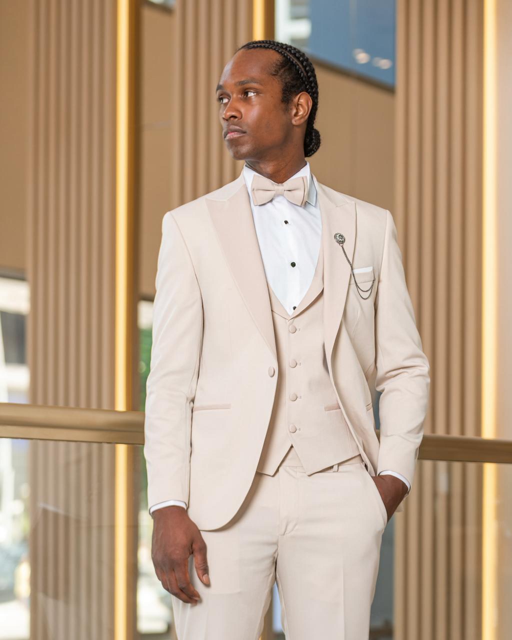 Ceremony Suit Peak Lapel -Beige