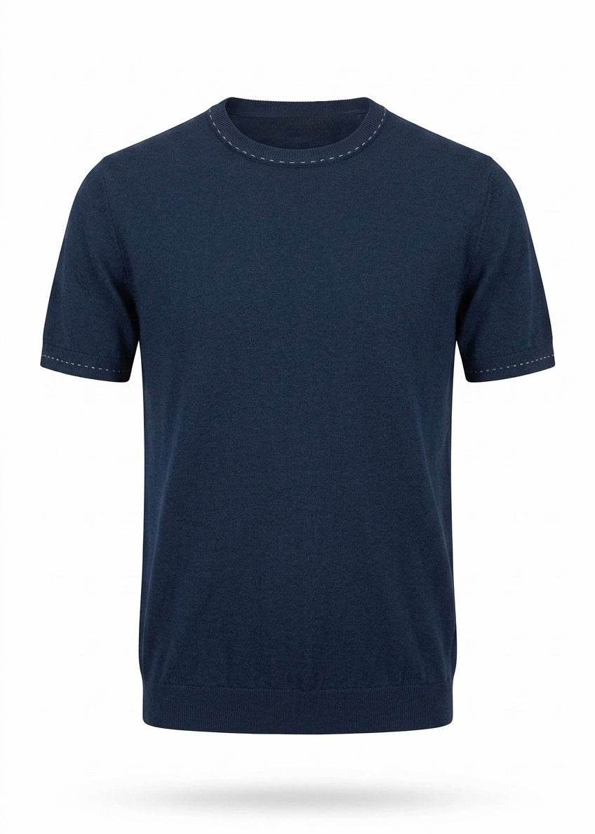 Premium Navy Cashmere T-Shirts – Ultra-Soft Lightweight Luxury Essentials.CAT-001