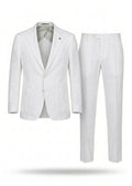 White Lightweight Linen Suit for Men – Breathable Summer Tailored Set.LIS-001